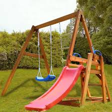 Amucolo Wooden Swing Set With Slide