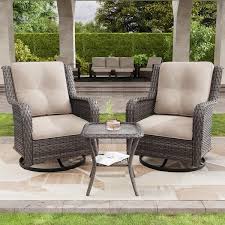Joyside 3 Piece Wicker Patio Swivel