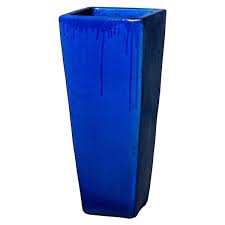 Blue Ceramic Square Planter 12757bl