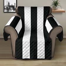 Striped Recliner Slipcover Black White