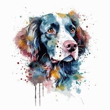 A Watercolor Painting Of A Dog With A