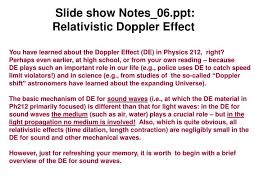 Relativistic Doppler Effect Powerpoint