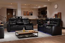 Octane Seating Nero Xl Max Black Leather Reclining Sofa Home Theater Seating Big Tall Power Recline Theaterseat In Sofa Rows