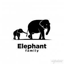Elephant Family Black Logo Icon Design