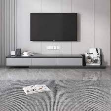 The Right Path 118 In Modern Gray Retractable Tv Stand Extendable Media Console With 3 Drawers Jowers