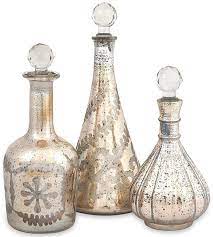 Etched Mercury Glass Decanters