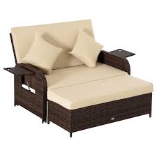 Outsunny 2 Seater Patio Wicker Lounge