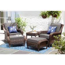 Brown Wicker Outdoor Patio Ottoman