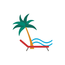 Sun Lounger Flat Icon Color Simple