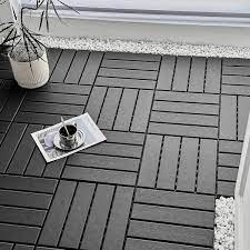 Gogexx 12in W X12in L Outdoor Patio Striped Pattern Square Plastic Pvc Interlocking Flooring Deck Tiles Pack Of 27tiles In Gray