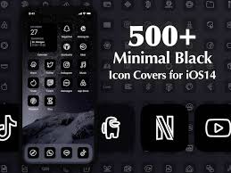 500 Minimal Black App Icon Covers For