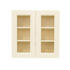 Lifeart Cabinetry Oxford Creamy White Plywood Glass Door Stock Assembled Wall Kitchen Cabinet 33 In W X 36 In H X 12 In D