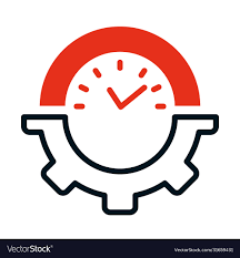 Clock With Gear Wheel Icon Half Line