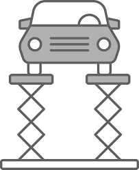 Car On Hydraulic Scissor Icon In Grey