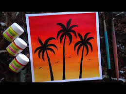 Acraylic Painting Sunset Sinary With