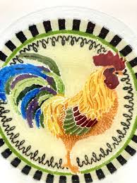 Peggy Karr Rooster Fused Glass Bowl