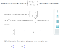 Solve The System Of Linear Equations Ft