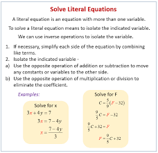 Solve Literal Equation Worksheets