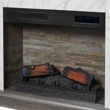 Stylewell Pritchett 53 In W Wall Media Mantel Electric Fireplace In Gray Finish With A White Faux Carrara Surround Gray Finish With White Faux