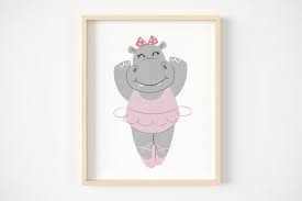 Hippo Ballerina Print Kids Room