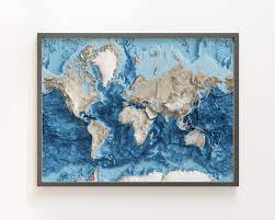 Ocean Floor Shaded Relief Map
