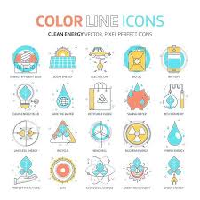 Color Line Green Energy Icons Set