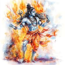 Watercolor Painting Of Lord Shiva Hindu