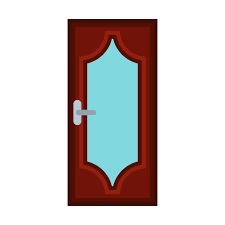 Vector Wooden Door With Glass Icon