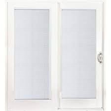 72 In X 80 In Smooth White Right Hand Composite Pg50 Sliding Patio Door With Built In Blinds