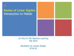 Review Of Linear Algebra Introduction