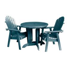 Highwood Hamilton Recycled Plastic 3 Piece Round Adirondack Patio Bistro Set Size 36 Blue