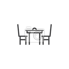 Dining Table With Chairs Line Icon