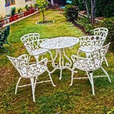White Cast Iron Garden Table Chair Set