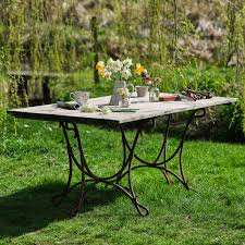 Wrought Iron Teak Garden Table