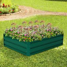 Angeles Home 47 In W X 35 5 In D Green Steel Raised Bed