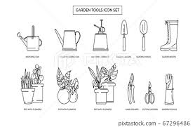 Gardening Simple Bw Icon Set Contains