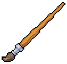 Pixel Art Paint Brush Vector Icon For