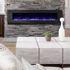 Paramount Mirage 60 Inch Wall Mounted Electric Led Flame Fireplace Black