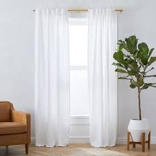 Custom Size Solid European Linen Curtain W Blackout White 66 Wide X 155 Long West Elm