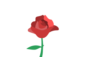 Red Rose Flower Branch Flat Icon