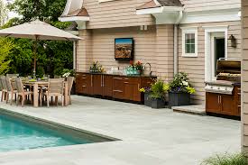 Outdoor Kitchen With A Pool
