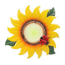 Luxenhome Sunflower Metal And Glass Outdoor Wall Decor