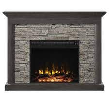 Twin Star Home Wall Mantel Electric Fireplace Weathered Gray