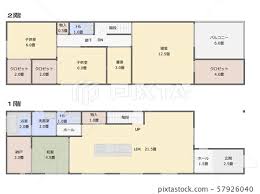 Narrow House Floor Plan Stock