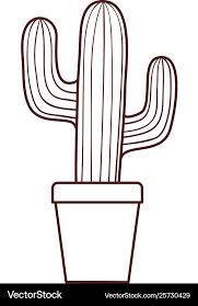 Silhouette Cactus With Potted Isolated