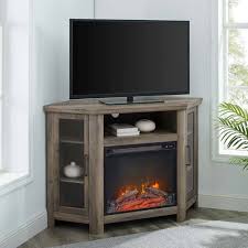 Walker Edison Furniture 48 Wood Corner Fireplace Tv Stand Grey Wash