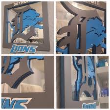 Layered Detroit Lions Mirror Sign