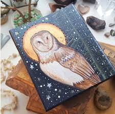 Fine Art Mixed Media Painting Owl Art