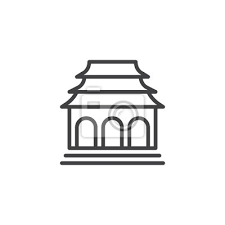 Asian Temple Outline Icon Linear Style