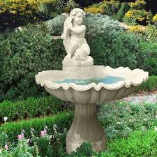Stone Statue Birdbath Water Fountain